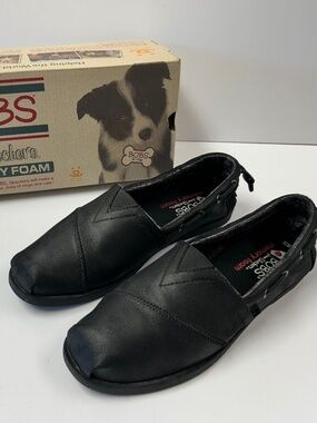Bobs Sketchers Womens Size10 Black Style 31977 Vegan Leather Upper Memory Foam